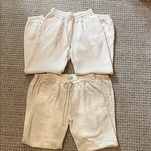 Abercrombie White and Cream Jogger Pants